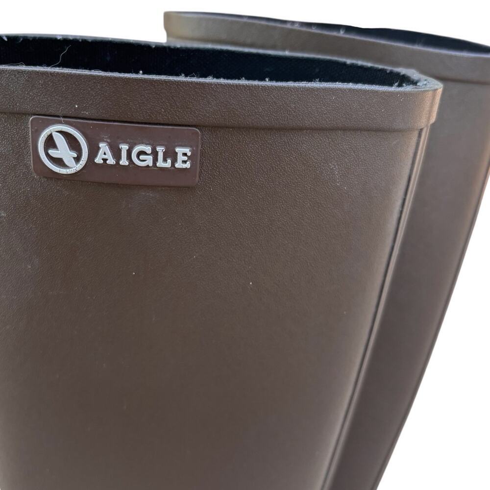 Aigle Miss Juliette Tall Heeled Boot EU Size 38 Waterproof Dk Brown - Picture 6 of 11